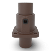 Buiskoppeling Vierkante voetplaat met doorloop - vintage bruin-B / 26,9 mm
